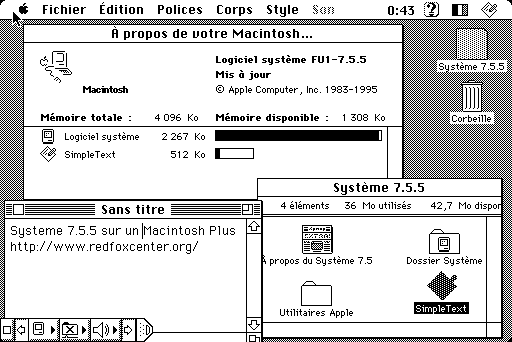 Système 7.5.5 sur Macintosh Plus